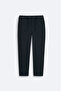 Men's Anthracite Side Pocket Elastic Waist Relaxed Fit Suit Trousers B003201
