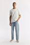 Men's White Crew Neck Cotton Jacquard Elastane Comfort Fit T-Shirt A51Y1122 - 5