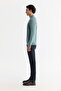 Men's Nile Green Half Turtleneck Soft Touch Knitwear Regular Fit Sweater A42Y5023 - 4