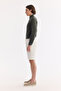 Men's Off-White Elastic Waist Linen Blend Relaxed Fit Shorts B003731 - 2