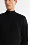 Men's Black Zippered Stand Collar Soft Touch Knitwear Regular Fit Sweater A42Y5056 - 2