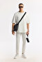 Men's White Crew Neck Jacquard Oversize Fit T-Shirt A51Y1091 - 7