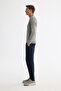 Men's Gray Bicycle Double Collar Textured Cotton Knitwear Regular Fit Sweater A42Y5190 - 3