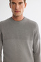Men's Gray Bicycle Double Collar Textured Cotton Knitwear Regular Fit Sweater A42Y5190 - 2
