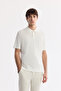 Men's Ecru Polo Neck Basic Rayon Knitwear Regular Fit T-Shirt A51Y5035