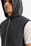 Men's Anthracite Stand Collar Water Repellent Windproof Bi-Stretch Comfort Fit Vest A51Y6552 - 5