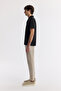 Men's Black Shawl Collar Viscose Blended Jacquard Regular Fit T-Shirt A51Y1071 - 3