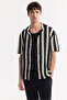 Men's Black Apaj Collar Patterned Cotton Short Sleeve Comfort Fit Shirt A51Y2108 - 3