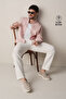 Men's White Elastic Waist 100% Linen Relaxed Fit Trousers B003032