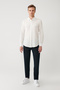 Men's White Bottomed Britli Collar Easy Wrinkle-Free Ironable Regular Fit Shirt A41Y2060 - 5