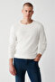 Men's Ecru Crew Neck Printed Rayon Knitwear Sweater A32Y5033