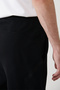 Men's Black Elastic Waist Lace-Up Bi-Stretch Regular Fit Sweatpants A41Y3441 - 7