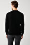 Men's Black Crew Neck Textured Rayon Knitwear Sweater A32Y5107 - 4