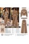 Women's Snap Button Knitwear Double Set High Waist Wide Leg Pants Long Sleeve Set - 2