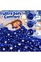 Blue Star Print Flannel Blanket Single 150x200cm Silky Soft 280 GSM Cozy Throw - 6