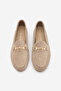 Women's Genuine Leather Chain Loafer Casual Shoes Tanle Beige Suede - 7