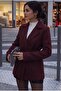 Burgundy Tie-Detail Relaxed Fit Cashmere Cardigan/Jacket - 4