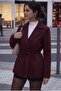 Burgundy Tie-Detail Relaxed Fit Cashmere Cardigan/Jacket - 3