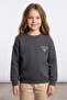 3 Thread Bow Embroidered Crew Neck Girls' Sweatshirt - 2