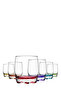 Adora Glass Whiskey Glasses Set of 6 290 ml Mixed Color (Soft Drink/Cocktail Glasses)