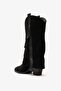 Jung Black Suede Leather Women's Western Boots - 3