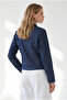 Women's Navy Blue Napoleon Button Detailed Denim Jacket Ckt-19000541 - 6