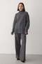 Women's Anthracite Oversized Turtleneck Knitwear Sweater & Elastic Waist Trousers Bottom & Top Set - 3