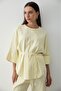 Women's Yellow Linen Oversize Top Blouse & Elastic Wide Leg Pants Bottom & Top Set - 4