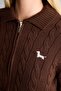Regular Fit Polo Collar Hair Knit Zippered Cardigan H2148Ax26Au - 4