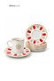 Porcelain Acem Zade Red-Blue Coffee Cup Tea Saucer 12.5cm 12 Pcs - 3