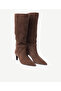Suede Pointed Toe Heeled Boots - 2
