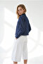 Women's Navy Blue Napoleon Button Detailed Denim Jacket Ckt-19000541 - 5