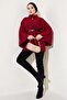 Women's Burgundy Boucle Poncho ♦   Mock Neck ♦   Arched ♦   Long Batwing Sleeve ♦   Stylish Comfortable Daily Combination