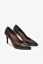 Gala Brown Crocodile Patterned Leather Women's Heeled Shoes - 4
