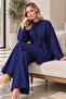 Stone Detailed Double Set N7157 Navy Blue
