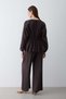 Women's Belted Button Detailed Blouse & High Waist Palazzo Trousers Set - 6