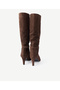 Suede Pointed Toe Heeled Boots - 3