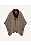 Fur Collared Patterned Poncho