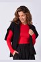 Women's black square neck knit shawl 32040