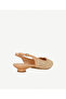 Leather Piping Straw Short Heeled Shoes - 4
