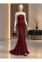 Burgundy Lace and Pearls Evening Dress 583401 - 5