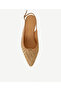 Leather Piping Straw Short Heeled Shoes - 6