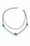Steel Silver Turquoise Stone Detailed Anklet - 2