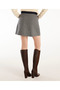 A-Line Short Skirt with Front Zipper Pockets and Denim Detail - 4