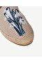 Embroidery Detailed Striped Fabric Espadrille - 5