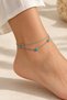 Steel Silver Turquoise Stone Detailed Anklet