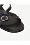 Leather Sandals with Crossed Straps and Stitching Detail - 5