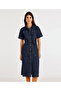 Belted Short Sleeve Midi Length Denim Dress - 2