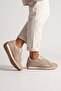 Women's Suede Detailed Lace-Up Casual Sneaker Sabite Beige Suede - 4