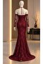 Burgundy Lace and Pearls Evening Dress 583401 - 4